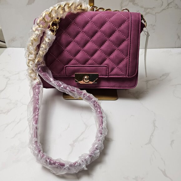 JustFab Plum Purple Quilted Crossbody Handbag NWT - Picture 4 of 9